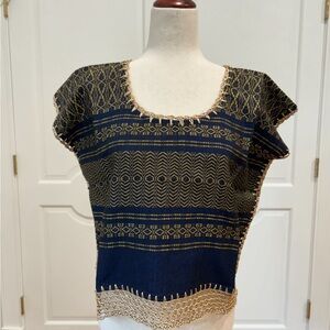 Mexican top Made on a Treadle Loom Hippie-Boho.